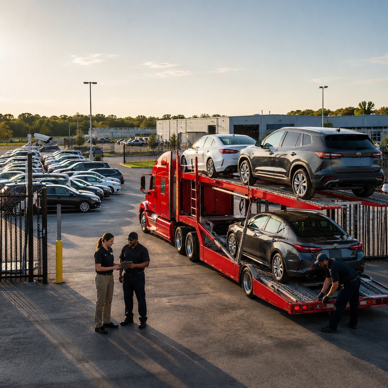 Repossession transport at a recovery yard